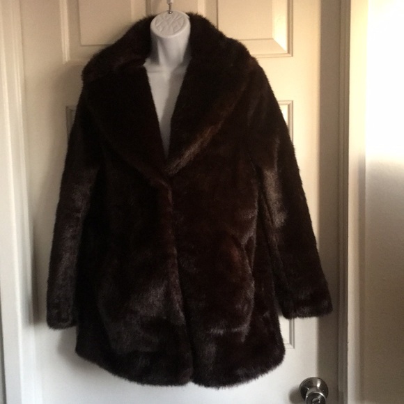 Dark brown faux fur jacket